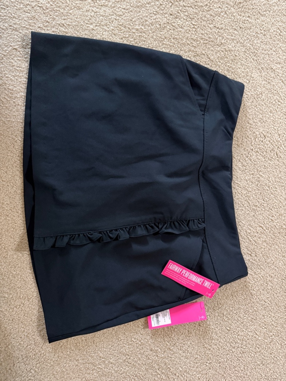 Lilly Pulitzer Beatriz skort upf50+ Black Athletic Skort w Ruffle Trim sz 12 nwt